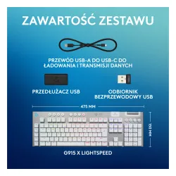 Klawiatura mechaniczna Logitech G915 X Lightspeed Tactile US INTL Biały