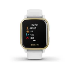 Smartwatch Garmin Venu Sq - Jasnozłota ramka z aluminium z białą kopertą i silikonowym paskiem (010-02427-11)