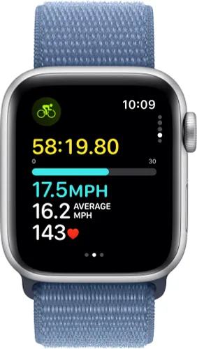 Смарт-часы Apple Watch SE 2GEN GPS + сотовый чехол 40 мм с алюминиевым серебристым спортивным браслетом зимний синий