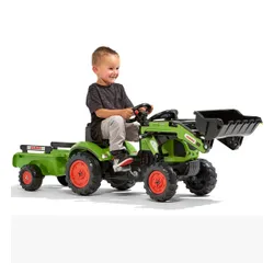 Falk Traktor Claas Zielony z Przyczepą i Łyżką na Pedały od 2-5 lat