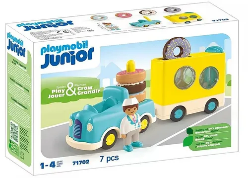 Набор фигурок Playmobil Junior 71702 Грузовик "Сумасшедший пончик" с функцией штабелирования и сортировки