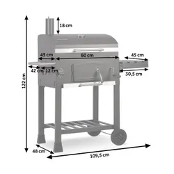 Grill węglowy ogrodowy Berdsen BD-891 komin żeliwny ruszt z pokrywą popielnik + termometr