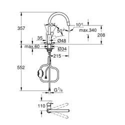 Bateria GROHE Bauedge 30536000 Chrom