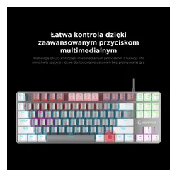 Klawiatura gamingowa Rampage Snug KRGD Red Switch przewodowa mechaniczna podświetlana szaro-biała