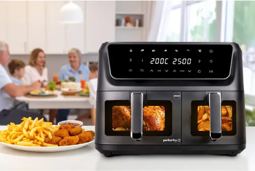 Air Fryer Frytkownica beztłuszczowa ELDOM FR220 Dualo 11l z podwójnym koszem i okienkiem do obserwacji postępów gotowania