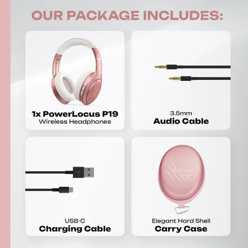 Słuchawki bezprzewodowe PowerLocus P19 Rose Gold Nauszne Bluetooth 5.3 Różowo-złoty