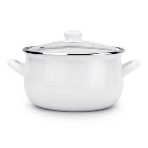 Garnek emaliowany z pokrywką EMALIA POLSKA PLESZEW PYZA DIAMOND BIAŁY 5,3 l