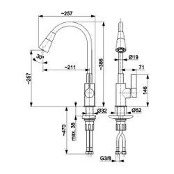 Bateria KFA ARMATURA Rumba Duo 6553-925-00 Chrom-czarny