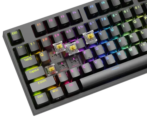 Klawiatura mechaniczna Genesis Thor 404 TKL US RGB - Gateron Yellow Pro - czarny