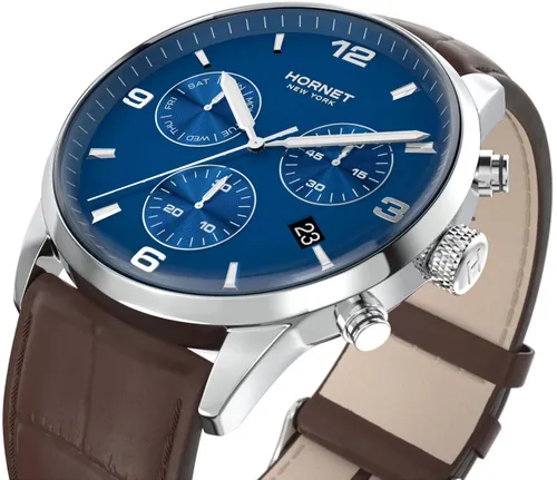 Zegarek HORNET Minskoff NFC 43mm Srebrno-brązowy