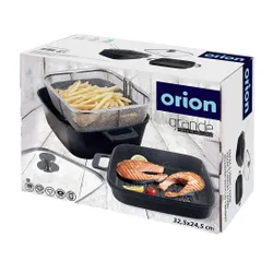 Garnek granitowy ze szklaną pokrywką patelnią grillową koszyczkiem GRANDE 2+4 l 4 el.