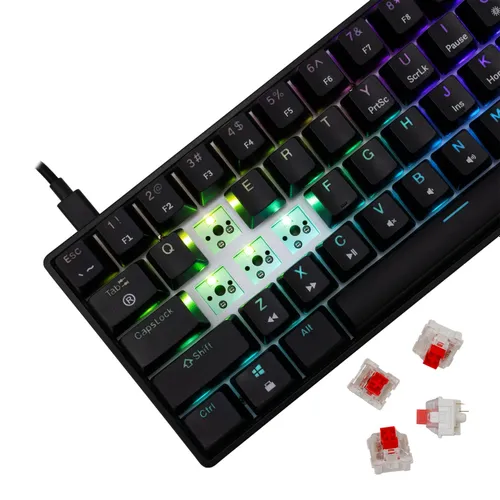 Klawiatura gamingowa White Shark Shinobi Red przewodowa mechaniczna podświetlana czarna