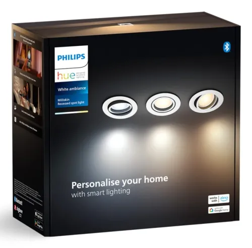 Oświetlenie punktowe Philips Hue White Ambiance Milliskin 3szt. Biały