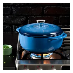 LOGDE Pot 4,2 l niebieski - garnek żeliwny z pokrywką