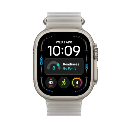 Apple Watch Ultra 4 GPS + Cellular koperta z tytanu Naturalna 49mm Pasek Ocean w kolorze półprzezroczystej szarości