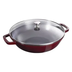 STAUB Wok żeliwny z pokrywką 30 cm, grenadynowy