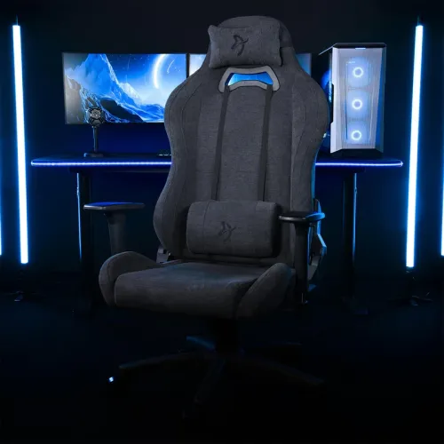 Fotel Arozzi Torretta Soft Fabric Dark Grey Gamingowy do 120kg Tkanina Ciemnoszary