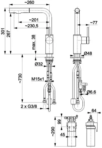 Bateria kuchenna KFA z filtrem LILAC S DUERO PURE 6623-115-81 Czarna