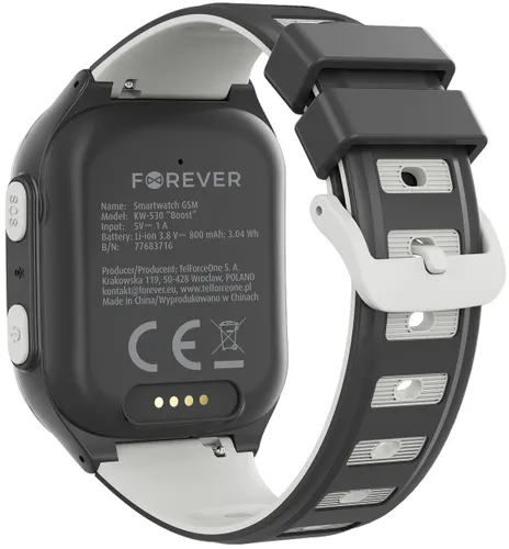 Smartwatch FOREVER Kids Boost KW-530 AI GPS WiFi 4G Czarno-biały