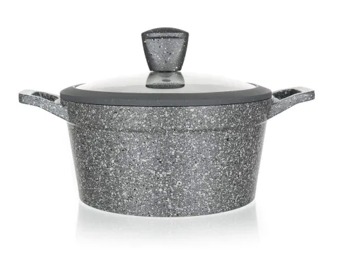 Garnek granite szary 24 cm do gotowania POKRYWKA 4,3 L jedzenia obiadu