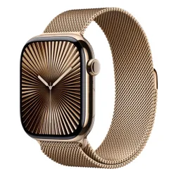 Apple Watch 10 GPS + Cellular 46mm koperta z tytanu (złoty) + bransoleta mediolańska rozmiar S/M (złoty)