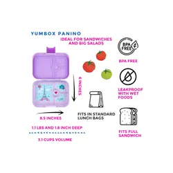 Yumbox Panino - Lulu mor orta dikdörtgen öğle yemeği kutusu / Paris-t'aime tepsisi