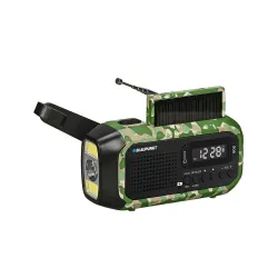 Radioodbiornik Blaupunkt ER20GC SURVIVAL Na korbkę, Solarne, Latarka, Powerbank, Radio FM Zielony