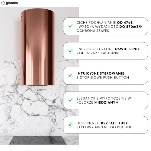 Okap Globalo Lobelio 39.1 Wine Copper Miedź