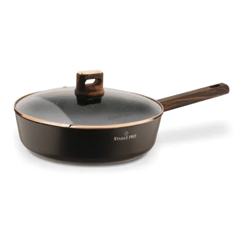 Patelnia głęboka na indukcję z pokrywką Starke Pro Starlet Brown 28 x 8 cm