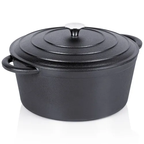 Garnek Żeliwny z Pokrywką Kociołek Brytfanka Brytfanna Okrągła 28 cm 5,9L