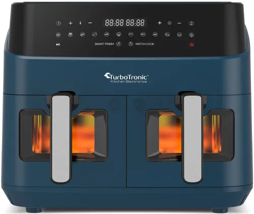 Air Fryer Frytkownica beztłuszczowa TURBOTRONIC TT-DAF6W Niebieski 9l z podwójnym koszem