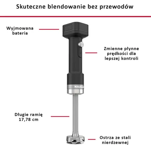 Blender KITCHENAID GO 5KHBRV75BM Bezprzewodowy z akcesoriami + Akumulator