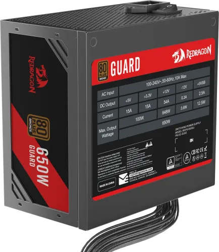 Zasilacz Redragon GUARD GC-GU02 650W 80+ Bronze Czarny