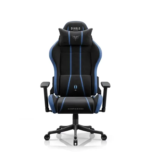 Fotel Diablo Chairs X-One 2.0 Small Night Blue Gamingowy do 90kg Tkanina Czarno-Niebieski