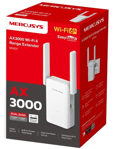 Wzmacniacz sieci MERCUSYS ME80X 2.4 / 5 GHz, Wi-Fi 6 (802.11 a/b/g/n/ac/ax)