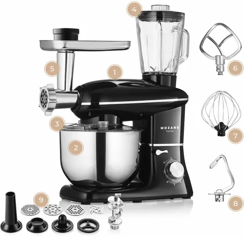 Robot kuchenny planetarny MOZANO Rob 02 1400W z blenderem kielichowym Czarny