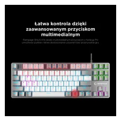Klawiatura gamingowa Rampage Snug KRGD Red Switch przewodowa mechaniczna podświetlana biało-szara