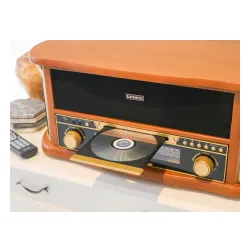 Gramofon Lenco TCD-2551WD Półautomatyczny Napęd paskowy Przedwzmacniacz Bluetooth Odtwarzacz CD Magnetofon Drewno