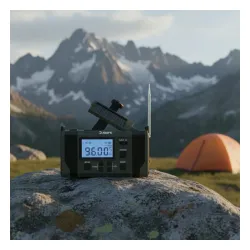Radioodbiornik Hawk Expedition R20 Na korbkę, Solarne, Latarka, Radio FM Czarny