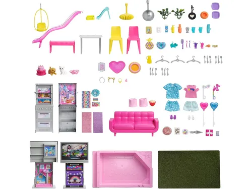 Barbie DreamHouse ® Deluxe yazlık 60 yıldönümü + 2 bebek