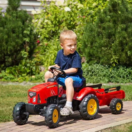 Falk Traktor Na Pedały Supercharger Z Przyczepą I Otwieraną Maską Czerwony 2-5 Lat