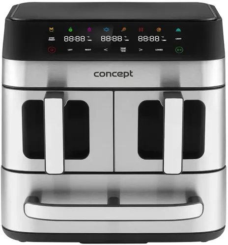 Air Fryer Frytkownica beztłuszczowa CONCEPT Pizza Trio FR9000 18.5 l z podwójnym koszem + szuflada do pieczenia