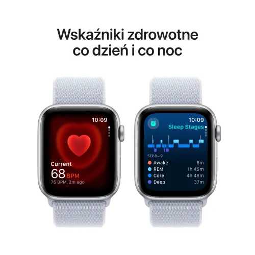 Apple Watch SE 2gen GPS koperta 44mm z aluminium Srebrny opaska sportowa Błękitny obłok