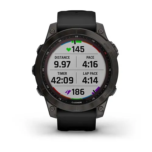 Smartwatch Garmin Fenix 7 Sapphire Solar Czarny Tytan DLC z czarnym paskiem (010-02540-35)