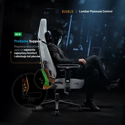 Fotel Diablo Chairs X.Eye Prime, Normal Size, Nightwolf Moon Gamingowy do 140kg Szary