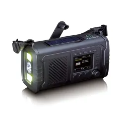 Radioodbiornik Lenco PDR-055BK Na korbkę, Solarne, Latarka, Powerbank, Radio FM DAB+ Czarny