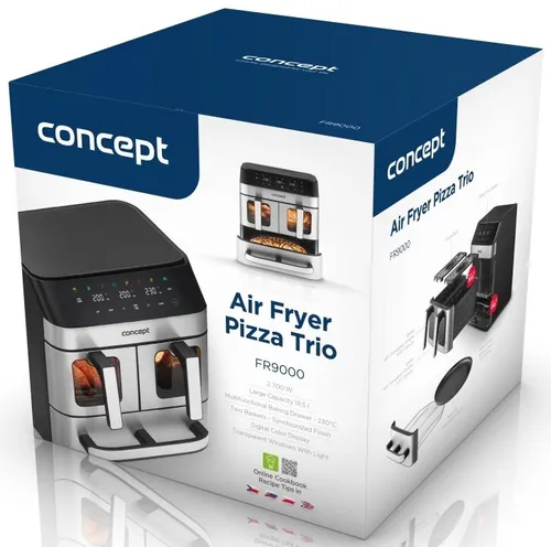 Air Fryer Frytkownica beztłuszczowa CONCEPT Pizza Trio FR9000 18.5 l z podwójnym koszem + szuflada do pieczenia