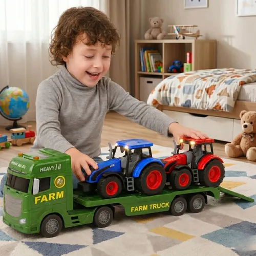 Tir Laweta 2x Traktor Duża interaktywna zabawka dla chłopca światło dźwięk