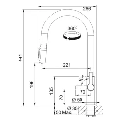 Bateria Franke Maris Slim Clear Water Pull-out J Czarny Mosiądz