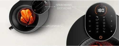 Air Fryer Frytkownica beztłuszczowa ETA SkyFry 516890000 5l z 12 automatycznymi programami gotowania i okienkiem do obserwacji postępów gotowania
